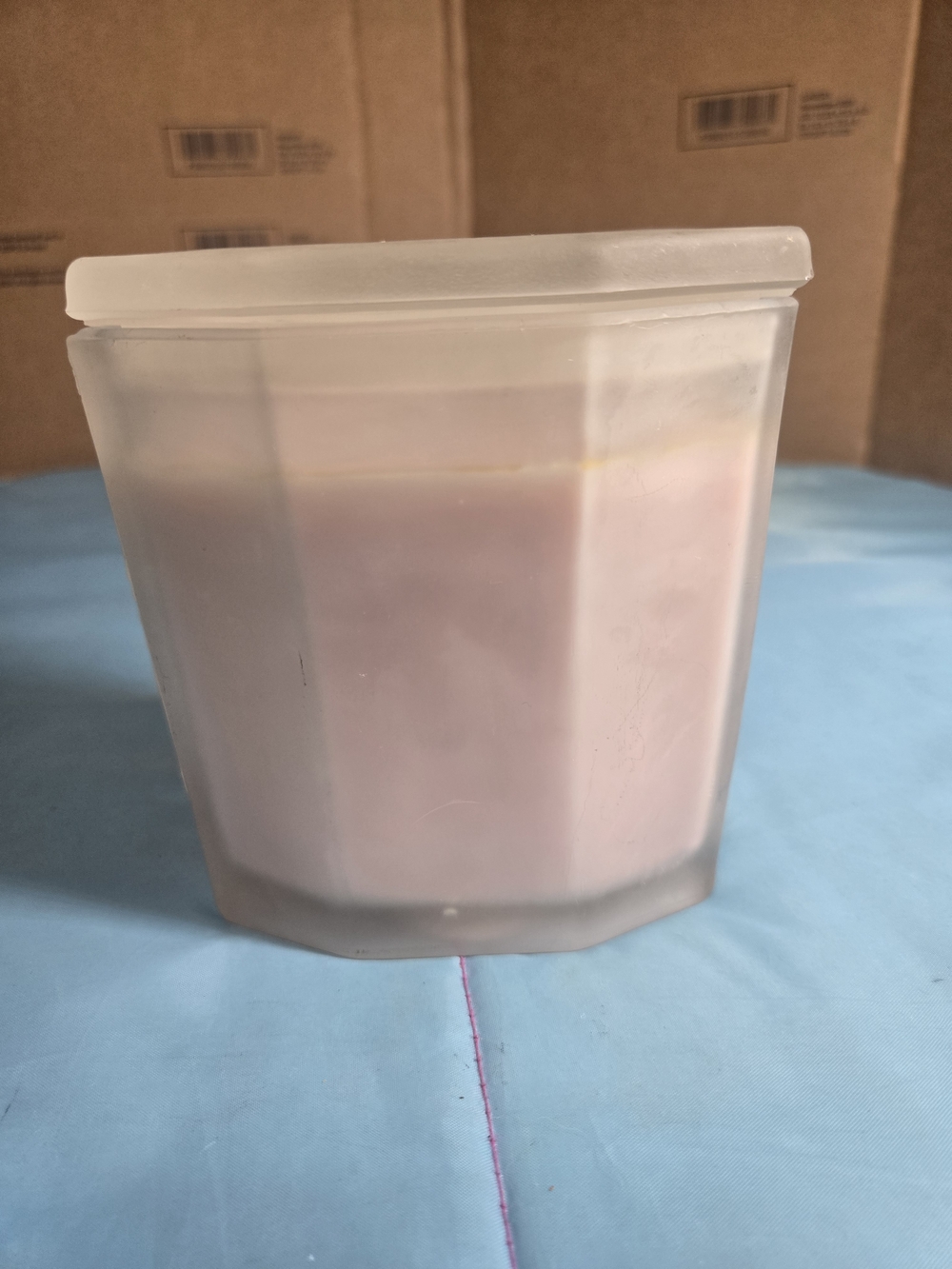 Frosted Glass Jar 2 Wick Candle Unbranded Smells Like Roses Unburned